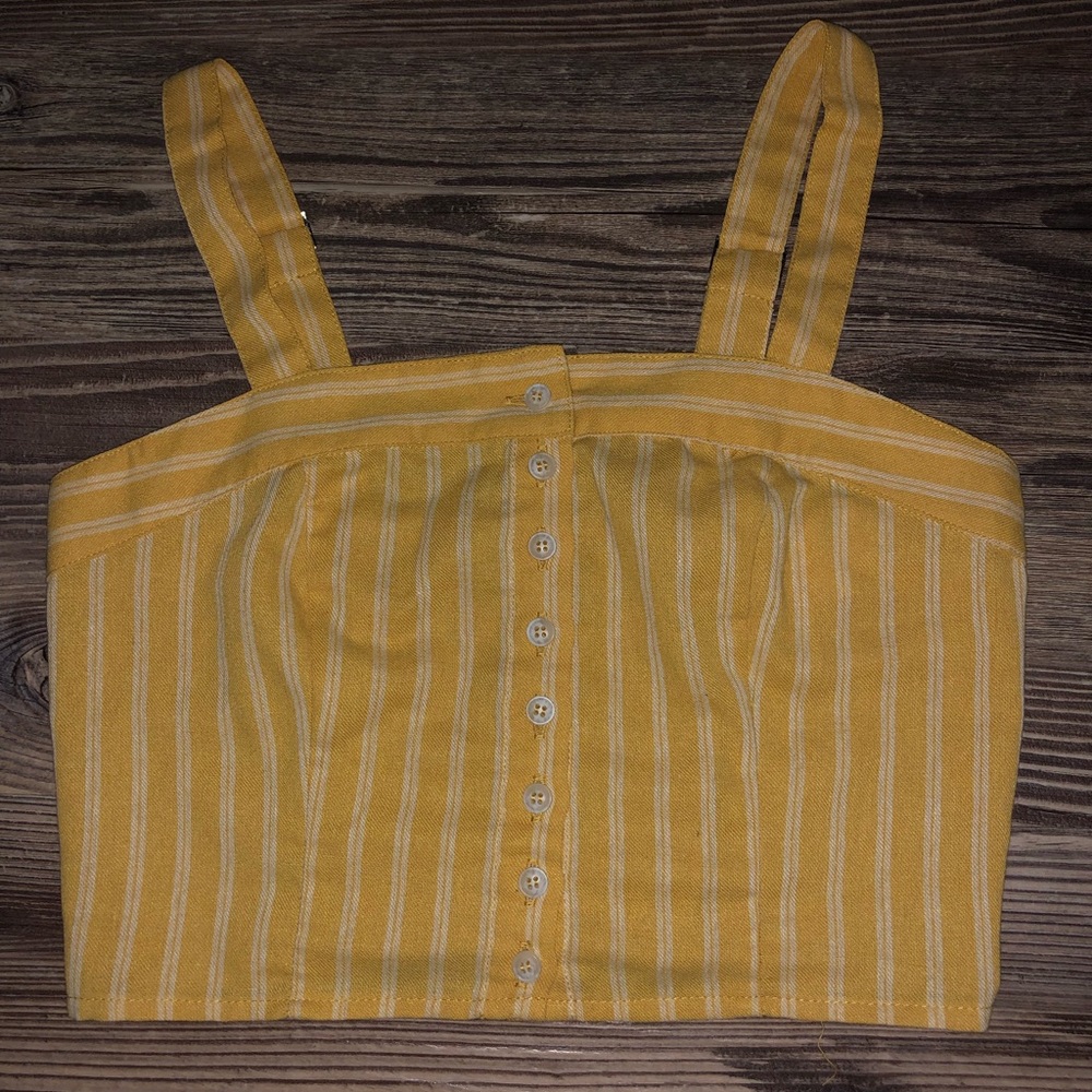 Yellow and white striped cropped tank